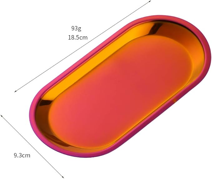 Buyer star Orange Red 2PCS 7.3inch Stainless Steel Oval Tray Fruit Trays Storage Tray Dish Plate Cosmetics Jewelry Decorative Organizer