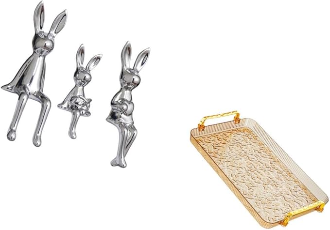 Fenteer Figurine Sculpture Sitting Statue Serving Tray Kitchen Rectangular Ceramic Handle Suitable for Gift Giving Home Decoration Office Party