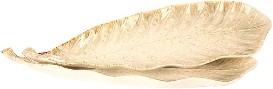 Serving Platter Olives Plate Set of 2, Large Serving Tray for Entertaining, Porcelain Trays and Platters, Salad Appetizer Tray,Dishwasher & Microwave Safe,Gradient beige 14.5 Inch