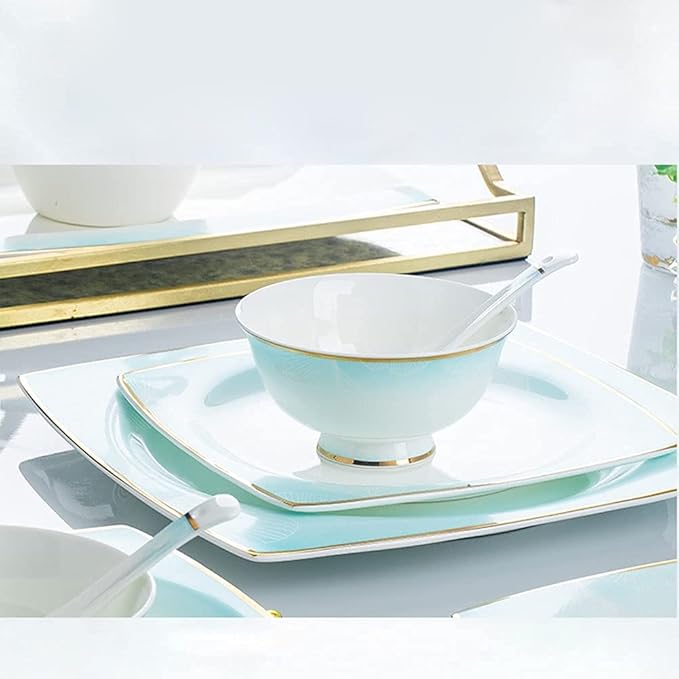 Dinnerware Sets - Luxury Dishes Service Set, 56/60Pcs Ceramic Dinnerware Set Bone China Tableware Dishes Plates Ceramic Combination Dinner Service Set Diner Set,60 Pieces
