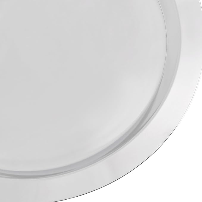 Stainless Steel Serving Tray,Mirrored Silver Tray Bright Mirror Finish Serving Tray with Handle for Hotel Restaurant Banquet Wedding - Elegant and Durable Platter (Round (Diameter 15.7in))