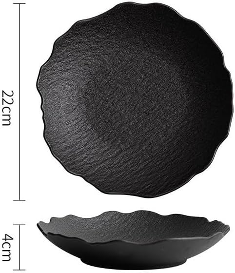 Kitchen Plates 9-inch Black And White Ceramic Household Japanese Soup Bowl Dinner Plate, Appetizer Dessert Serving Tableware Suitable For Kitchen Hotel Restaurant Restaurant Plates(B,9 in)
