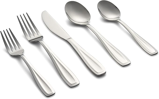 Cambridge 426540CJBR2R Waylen Mirror 40-Piece Flatware Set with Rustic Caddy
