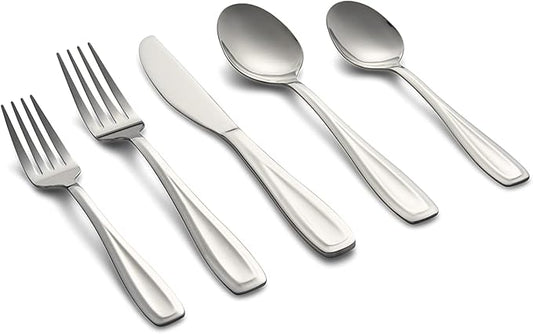 Cambridge 426540CJBR2R Waylen Mirror 40-Piece Flatware Set with Rustic Caddy