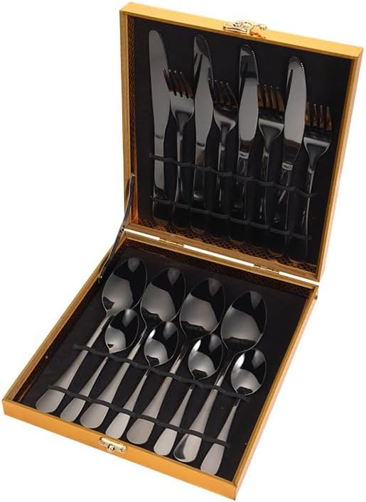 Stainless Steel Flatware serving set,Home Kitchen Eating Tableware Set,Dishwasher Safe,For Home Kitchen Restaurant Hote 16-piece Stainless Steel Cutlery Set Hotel Household Knife, Fork And Spoon(Gold)