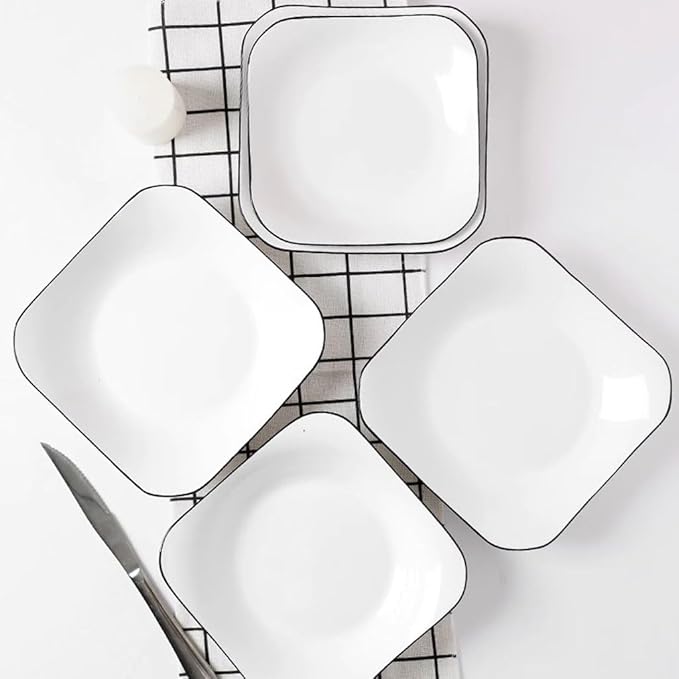 SONGCHAO Party Supplies 6 Square Plate Ceramic Household Dishes Creative Nordic Western Food Plate Deep Plate Fruit Plate Party Plates (Size : Small)