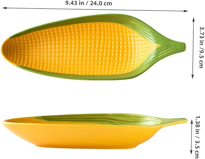 PRETYZOOM Corn Cob Dish Ceramic Plates Unique Handpainted Corn Shape Serving Dishes for Appetizers Desserts and Snacks Whimsical Tableware for Dinner Parties