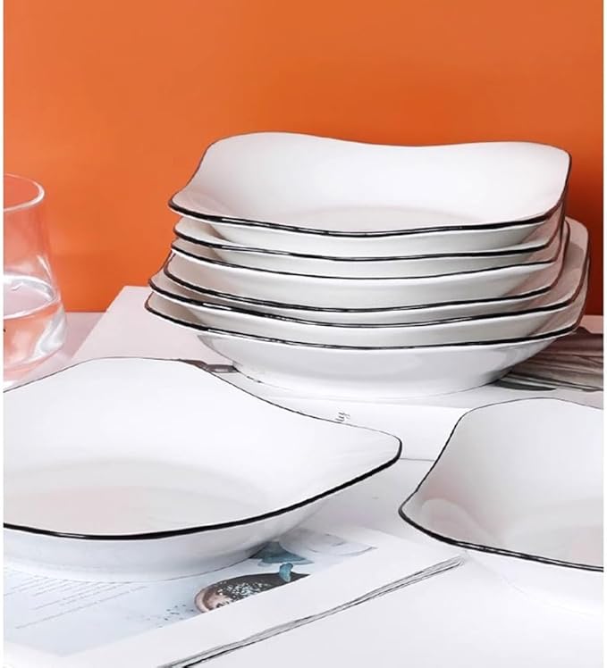 SONGCHAO Party Supplies 6 Square Plate Ceramic Household Dishes Creative Nordic Western Food Plate Deep Plate Fruit Plate Party Plates (Size : Small)