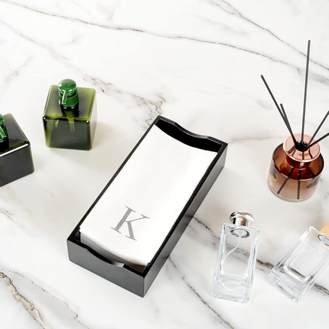 Luxenap 15.8 X 7.9 Inch Linen-Feel Guest Towels, 2000 Lettered Hand Towels - Silver Letter 'K', Sans Serif Font, White Paper Dinner Napkins, airlaid, For Restrooms And Tables - Restaurantware