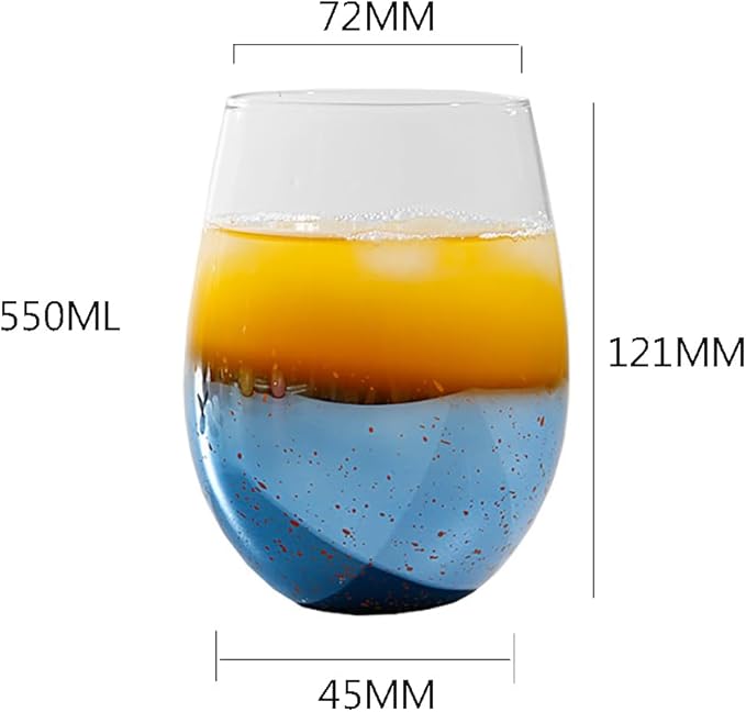 Blue Crystal Stemless Wine Glasses Set of 2 Champagne Flute,Starry Sky Wine for Red Wine and Champagne (2, Egg Cup-Blue Starry Sky)