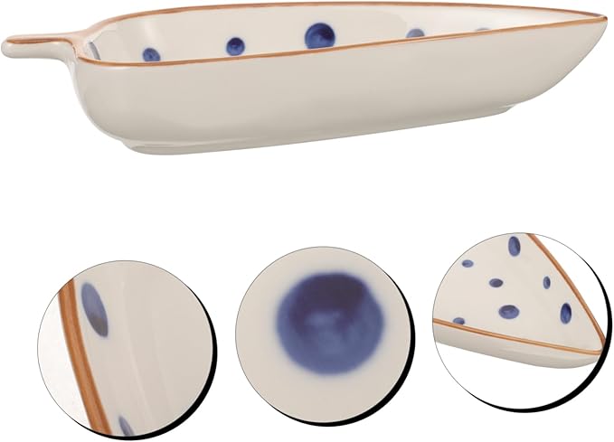 LIFKOME Ceramic Leaf-shaped Snack Plates for Dipping Sauces and Appetizers Hand-painted Tabletop Dish for Home and Restaurant Use Multi-purpose Serving Tray for Salads Desserts and Snacks