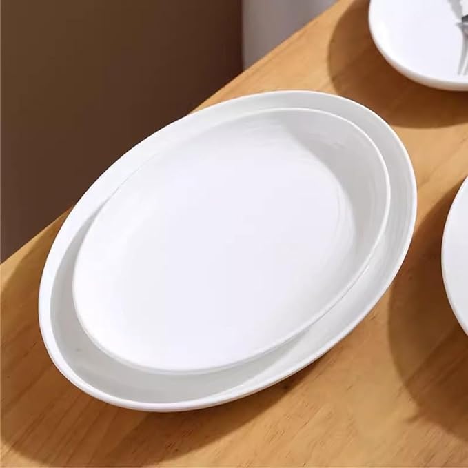 SONGCHAO Party Supplies Fish Plate Household Steamed Fish Plate Ceramic Pure Cabbage Plate Light Luxury Plate Creative Oven Double Line Plate Dinner Plate Party Plates (Size : Small)