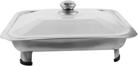 Ciieeo Stainless Steel Buffet Serving Tray with Combined Cover Rectangular Food Holder for Parties Kitchen Use and Display and Stable Design with Transparent Lid