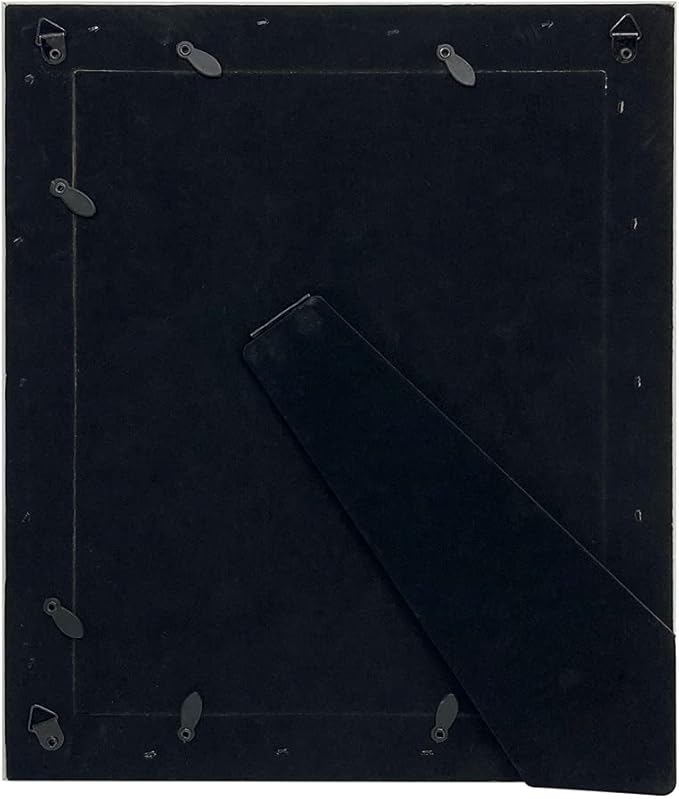 Isaac Jacobs 8x10 White w/Black (Vertical & Horizontal) Double Border Picture Frame w/Black Fabric Easel, Wall-Mountable, Made for Tabletop & Gallery, Home or Office (8x10, White W/Black)