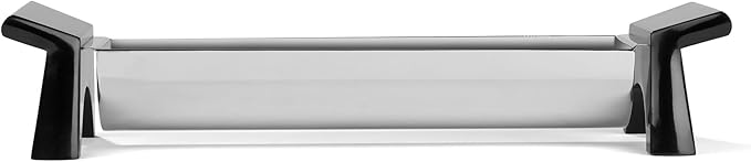 Nambé Circa Cracker Tray - Stainless Steel Snack & Appetizer Server, 4” x 15” x 3”, with Black Lacquered Resin Handles - Modern Charcuterie Board, Cheese Platter & Buffet Accessory