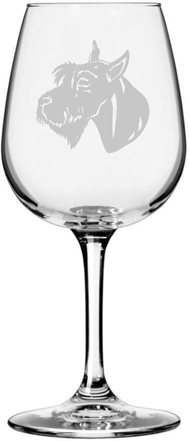 Etched Laser Art Giant Schnauzer Personalized Dog Themed Etched 12.75oz Wine Glass Custom Dog Breed Wine Glasses, Ideal for Pet Lovers, Unique Birthday Gift for Men & Women, Personalized Gift