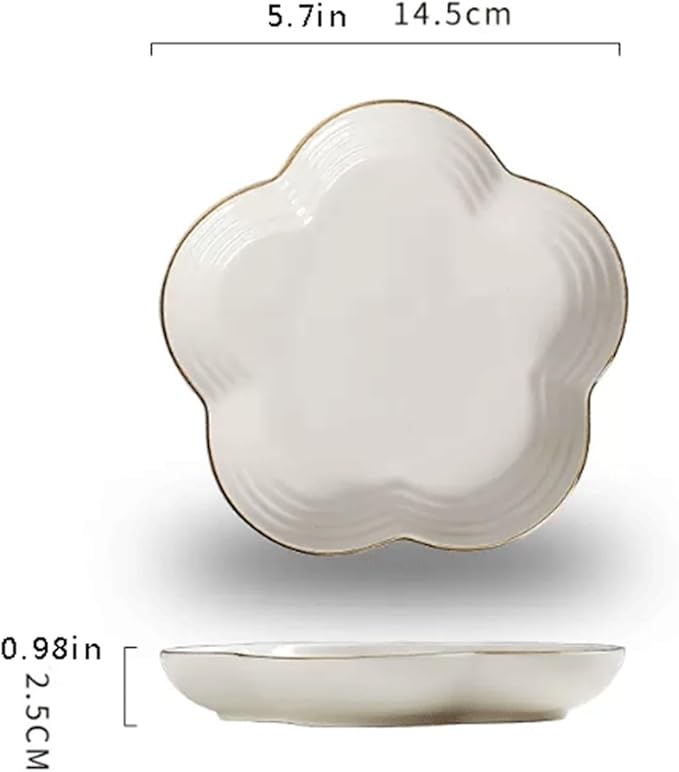 Appetizer Bowls Ceramic Appetizer Plates 5.7 inch Phnom Penh Petal Shaped Dessert Plate Afternoon Tea Cake Dish Dinner Serving Plates for Dessert Cake Snack Salad Bowls (Color : 1)