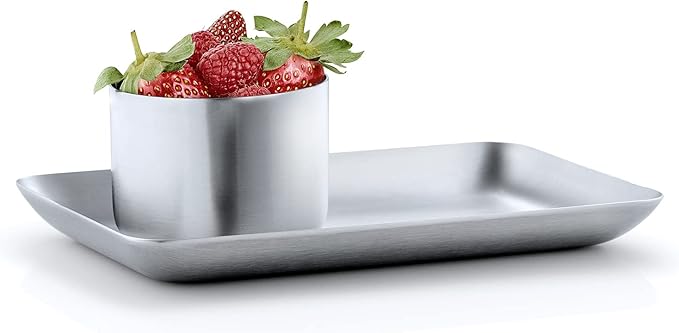 blomus Basic Tray, 10 x 17 cm, matt Brushed Stainless Steel, 6.7L x 4.33W in