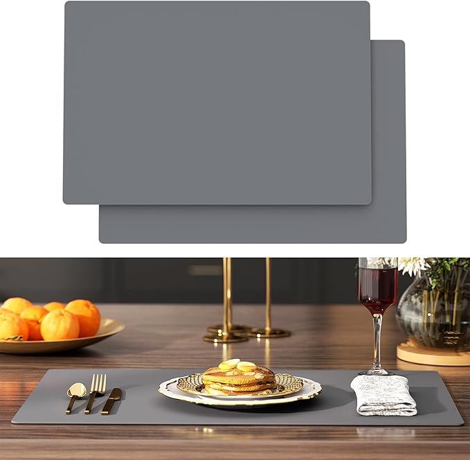 Silicone Counter Mat 40x60cm 2 Pack - High-Temp Resistant, Non-Slip Waterproof Pad for Kitchen Countertops, Sink & Stove (Grey)