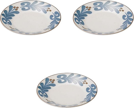 Set of 3, Ryukyu Zanmai Bud Sprout Countertop 7.0 Plates, 9.4 x 1.3 inches (23.8 x 3.4 cm) | Medium Plate Ceramics Setomonohonpo