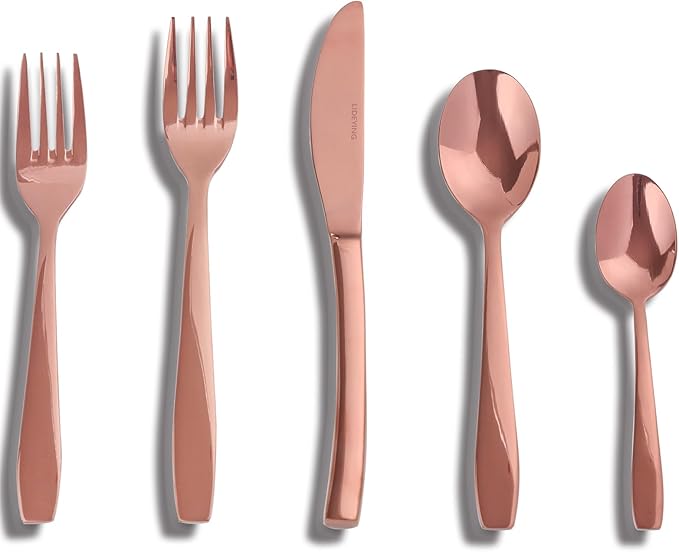 Rosegold 40 Piece Silverware Set,Stainless Steel Flatware Set for 8,18/0 Rust-Proof Cutlery Set with Forks & Spoons,Mirror Polished Dishwasher Safe - Heavy Duty Tableware for Home & Dining