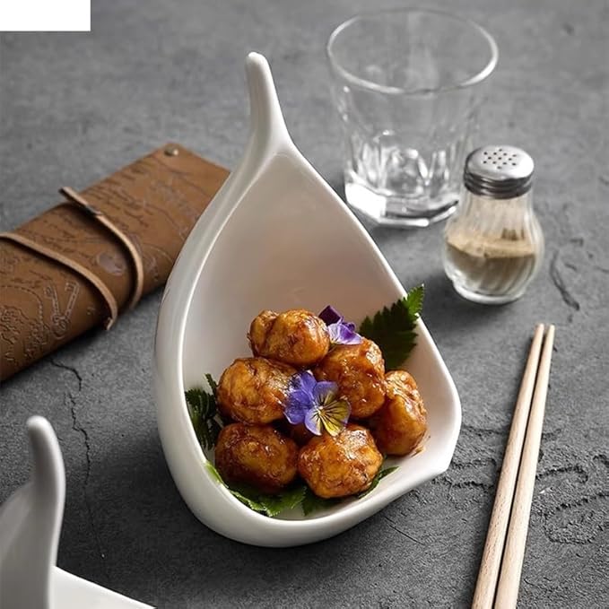 Dinner Plates Set Ceramic Dinner Plate Creative Irregular Dessert Plate Snack Plate Sushi Plates Pasta Plates Restaurant Specialty Tableware Kitchen Salad Bowl(B 8 inch)