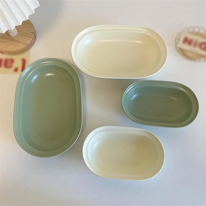 SONGCHAO Party Supplies Solid Color Ceramic Dinner Plate Oval Salad Plate Home Breakfast Plate Dessert Plate Restaurant Ceramic Plate Party Plates (Color : A, Size : Medium)