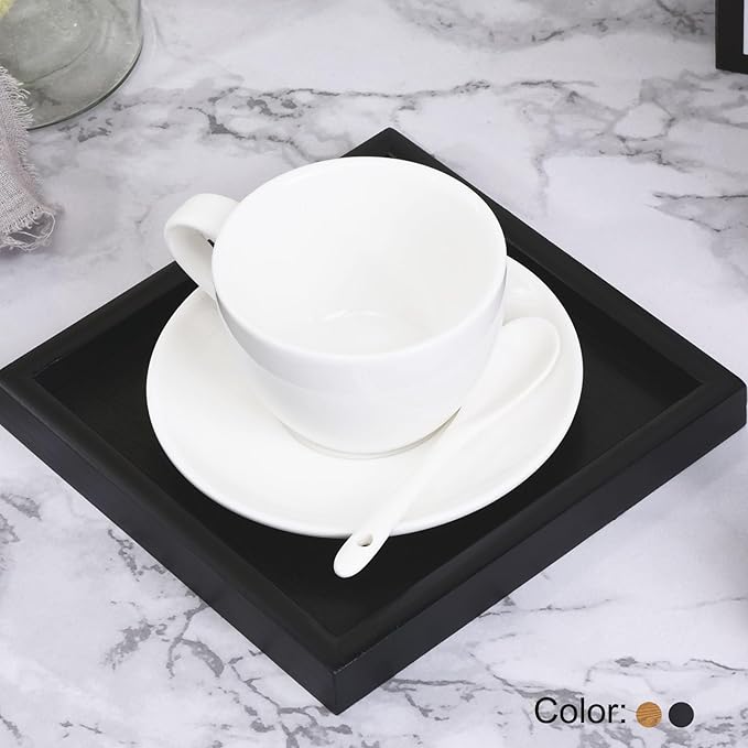 PATIKIL Wood Serving Tray 9 Inch (220mm) Outer Length, Square Decorative Platter for Home Decor Kitchen Table Candle Holder, Brown
