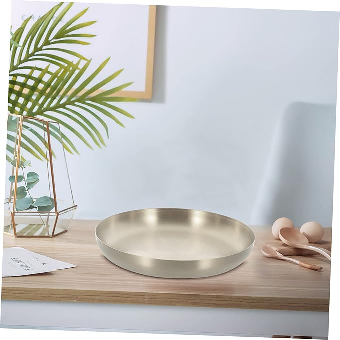 PRETYZOOM Stainless Steel Steak Plate Meat Platter Candy Tray Silver Serving Tray Set