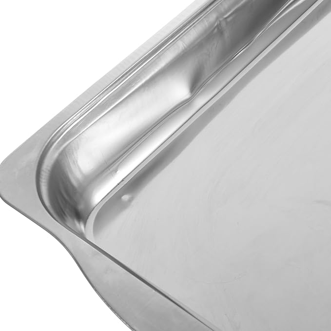 Uonlytech Stainless Steel Serving Tray with Lid 35x27x5cm 440g Rectangular Buffet Food Holder for Catering Kitchen and Party Use