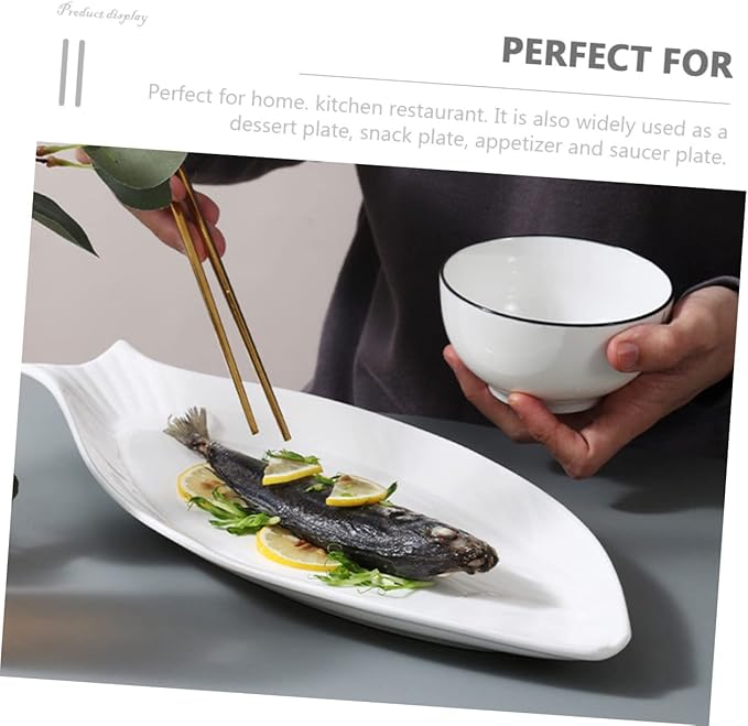 ABOOFAN Ceramic Fish Tray Snack Plate Pastry Serving Steamed Fish Plate Restaurant Food
