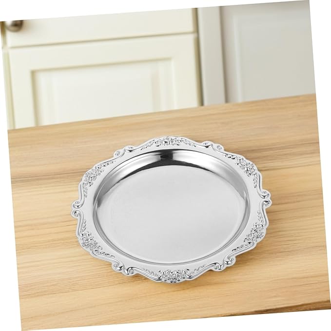 2pc Snack Iron Plate Serving Tray Vintage Jewelry Dish Retro Metal Trays for Desserts Chips and Dip Holder Home Decorative Plate
