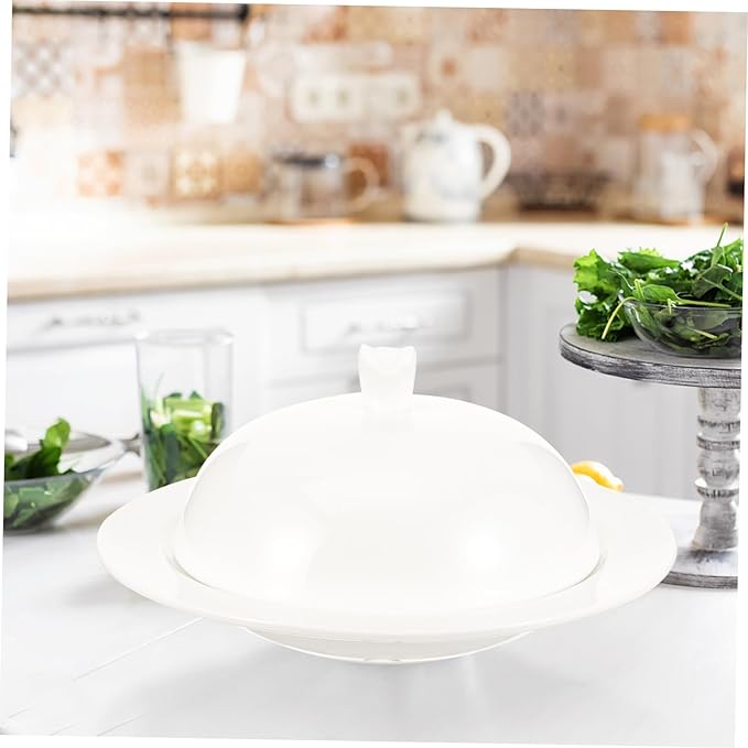Healifty Elegant Ceramic Serving Platter Lid Modern Steak Plate Decorative Dinner Plate for Appetizers and Salads Microwave and Oven Safe for Dining and Entertaining