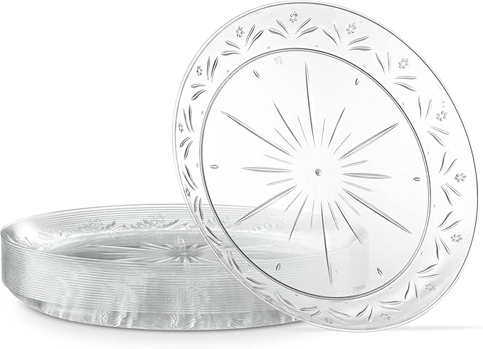 PLASTICPRO 6'' inch Premium Heavy Weight Crystal Clear Disposable Hard Plastic Dessert Size Party Plate Pack of 40