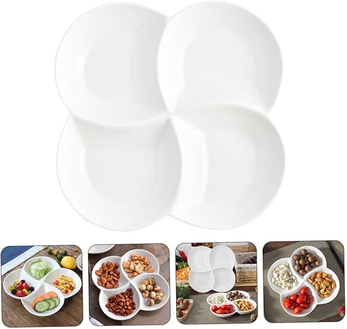 ABOOFAN Compartment Ceramic Plate Snack Storage Serving Tray Dinnerware Hotel Restaurant