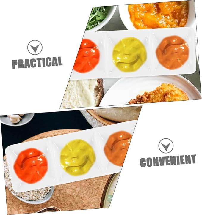 4Pcs Ceramic Serving Platter Compartment Sauce Dishes for Condiments Appetizers and Portions for Parties Gatherings and Everyday Use