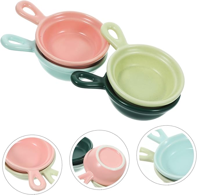 GLEAVI 4pcs Creative Ceramic Sauce Dishes Japanese Style Snack Holders for Condiments Versatile Appetizer Plates Matte Colors