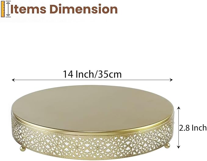 Cake Stand, Metal Round Cupcake Dessert Stand Cake Display Holder Cookies Fruit Serving Tray Decor for Wedding Party Birthday Baby Showers Anniversary (14in, Gold)