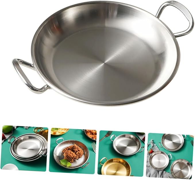 Stainless Steel Serving Plate Double Handles for Seafood and Snacks Kitchen Food Holder for Home Restaurant and Bar