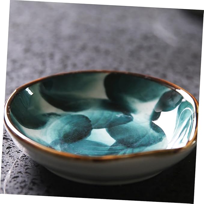 2pcs Retro Handpainted Ceramic Plate Small Dish for Chips Dip Seasoning Tray Appetizer Plate Sauce