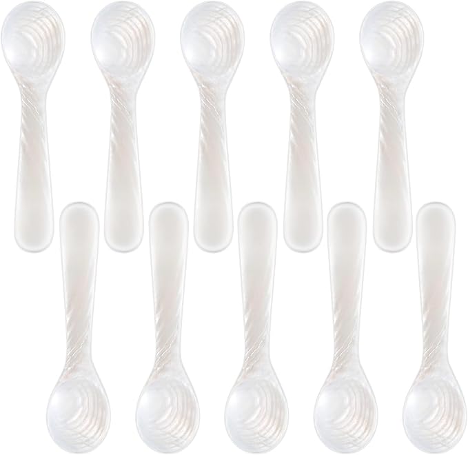 Patelai 40 Pieces Set of Caviar Spoons Mother of Pearl Spoons with Handcraft Round Handle for Caviar, Egg, Ice Cream, Coffee, Kitchen, Restaurant Serving for Valentine Favors (7cm/2.75 Inch)