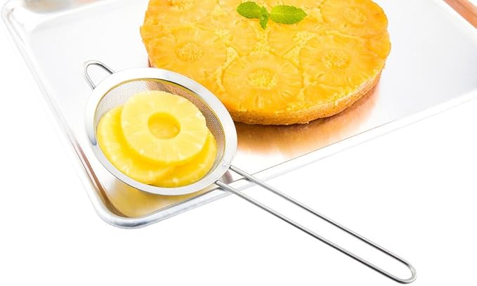 Restaurantware Met Lux 11.8 Inch Mesh Strainer 1 Corrosion-Resistant Mesh Seive - Ergonomic Handle Built-In Hook Stainless Steel Quinoa Strainer For Separating Seeds And Dusting Powdered Sugar