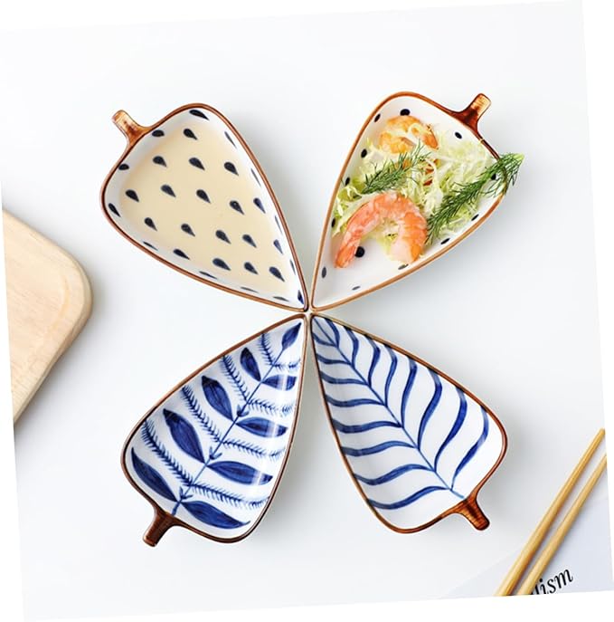 3Pcs Ceramic Sauce Dish Random Style Kitchen Appetizer Plates for Dipping Sauces Spices Snacks and Appetizers Slip Design for Parties