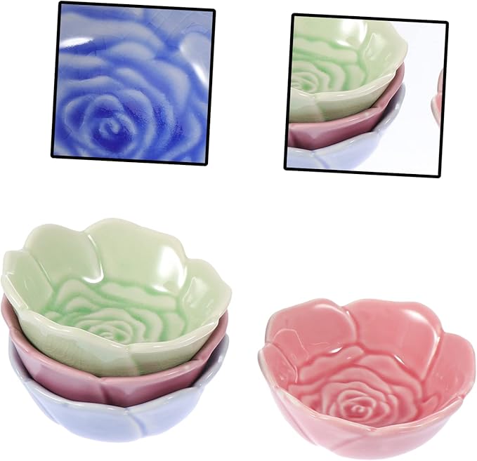 4pcs Ceramic Sauce Plates Plate Soy Sauce for Dipping Condiment Dish Bowl Vinegar Dish Appetizer Random Color