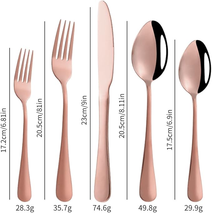 Stainless Steel Customized Flatware Set,Engraving Name Knife Forks Spoon,Personalized names will be engraved on your tableware, Customized Birthday Christmas Gift (Rose Gold)