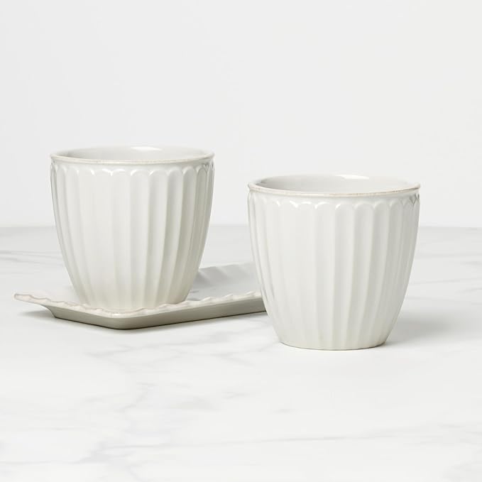Lenox 896914 French Perle Scallop 3-Piece Herb Pots & Tray Set