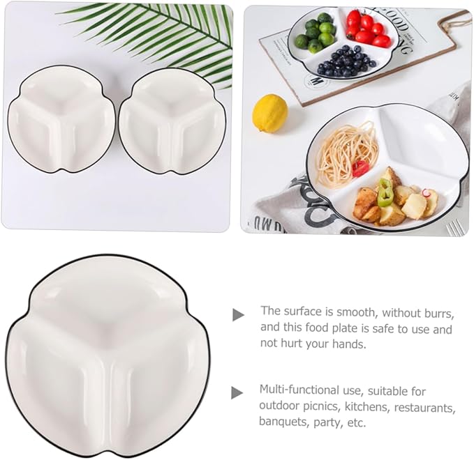 Ceramic Divided Plate Portion Control Dinnerware Heat Resistant Porcelain Tray with Compartments for Diet Parties Salads Appetizers and Home Use