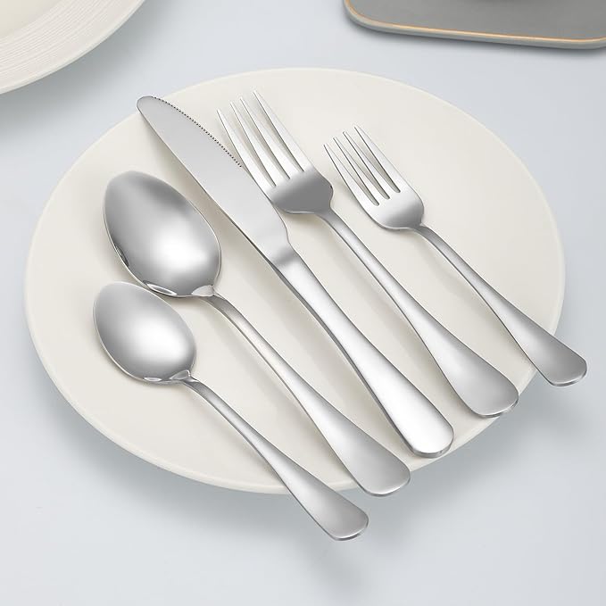 Stainless Steel Flatware Serving Set,Home Kitchen Eating Tableware Set,Dishwasher Safe,for Home Kitchen Restaurant Hote 53-Piece Thickened Stainless Steel Cutlery Set Hotel Restaurant Knife, Fork and