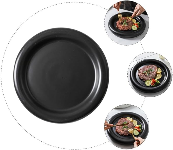 Ciieeo Ceramic Thick-edged Matte Pasta Plate European-style Food Serving Dish for Steak Salad and Dessert Reusable Ceramic Plate Easy to Clean and Multi-functional