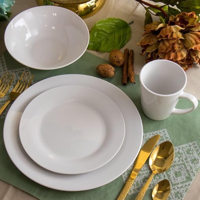 16 Piece Porcelain Dinnerware Set Dish Set Household Plate Ceramic Bowl Cutlery Combination (D Light Grey)